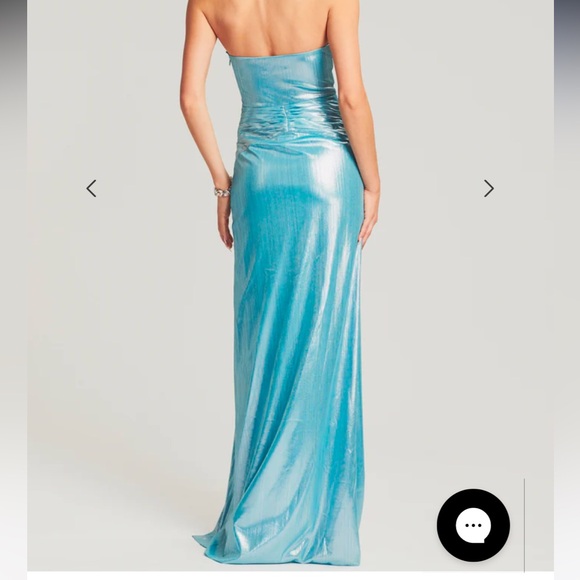 Retrofete SOLEIL DRESS Metallic Blue aqua Gown M - Picture 4 of 6